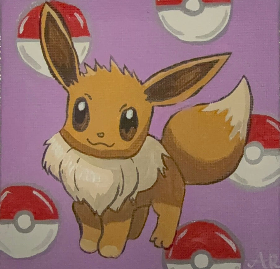 Eevee, hand-painted on 4x4 inch canvas